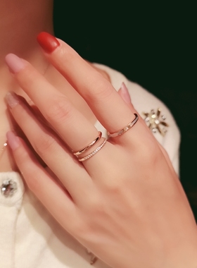 戒指双层优雅镀18K玫瑰金子女