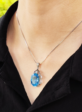 天然吊坠项链她世代托帕石女