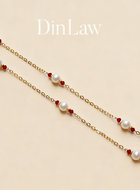 DinLaw新中式红色淡水珍珠毛衣链