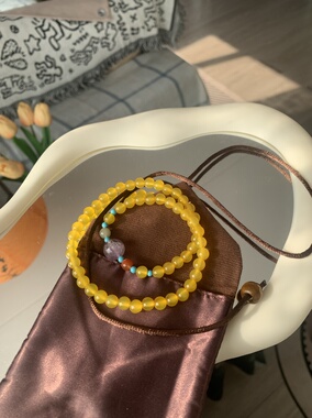 黄玛瑙双圈多宝手串女生生日礼物