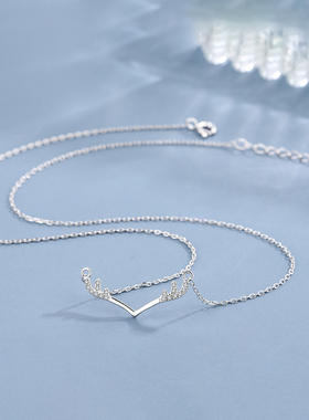 纯银小众鹿角饰品锁骨链