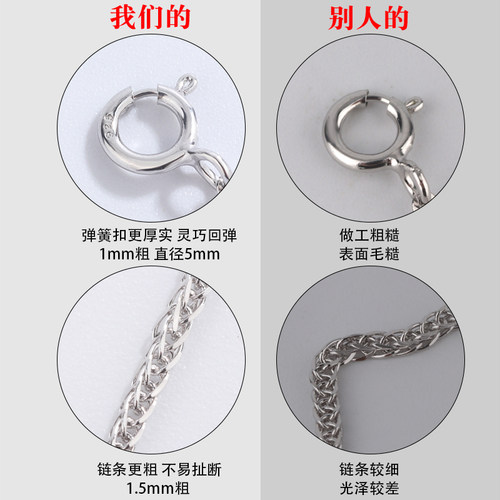 庭祥凯项链双弹扣肖邦保险链 S925纯银DIY饰品手链可调节加长链配 - 图1