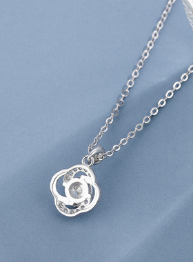 镶满钻幸运花瓣冷淡风银饰项链