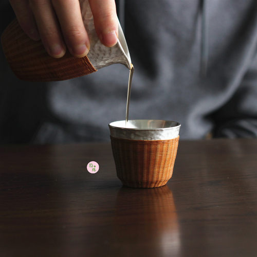 竹丝扣瓷茶具竹编包银公道杯鎏银茶杯四川非遗主人杯拾珠 - 图1