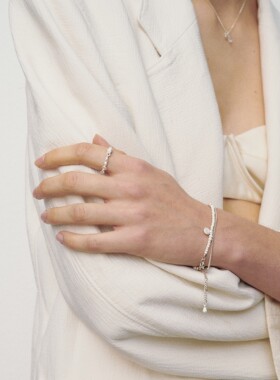 纯银白松石串珠手链手作