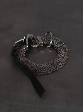 GOTI 马皮钩编链手镯手链 925银 BR520 意大利