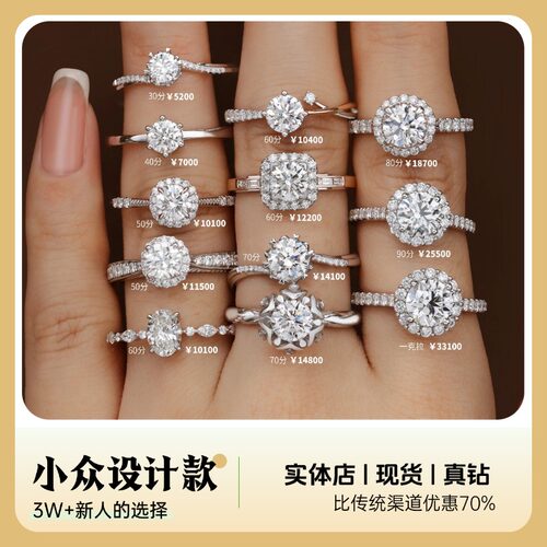 1克拉天然钻石真钻女戒指GIA证书裸钻婚戒定制钻戒50分求结婚铂金 - 图1