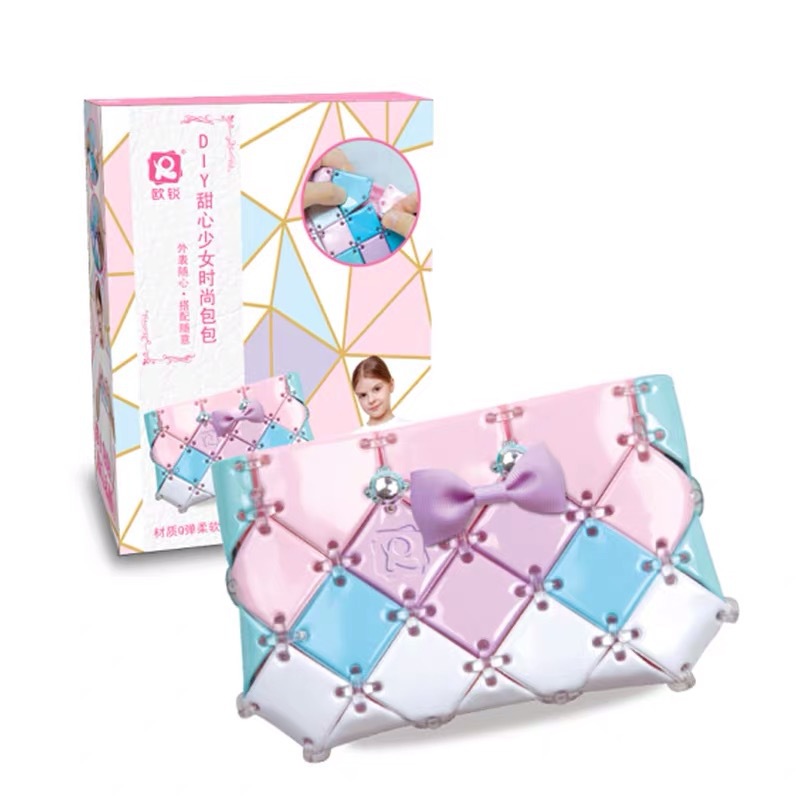 欧锐儿童diy手工制作包包创意玩具益智女孩编织手拿包拼装母亲节-图3