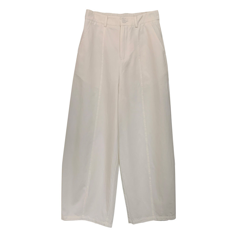 夏日百搭白裤子 全棉中缝线垂坠豆腐裤女九分宽松阔腿慵懒休闲裤,淘宝优惠券,粉丝福利购,淘宝优惠卷