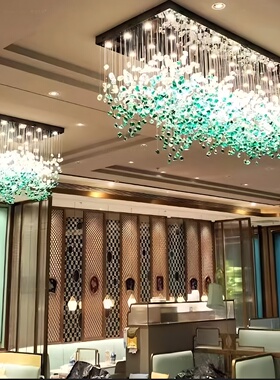 绿色石头装置吊饰酒店大堂公区过道走廊餐厅别墅展厅创意艺术挂饰