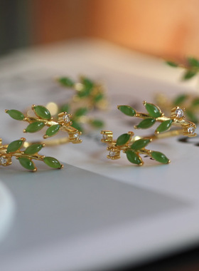 天然正阳绿碧玉金枝玉叶戒指银戒指和田玉碧玉指环直播供应链