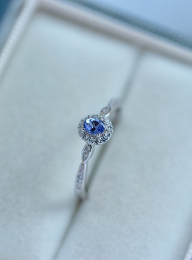 原创设计款天然坦桑石极简风戒指s925纯银镀18k金镶嵌直播供应链