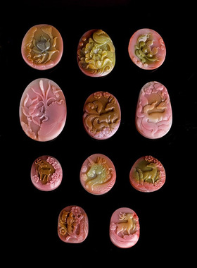 天然老矿盐源玛瑙吊坠挂件收藏级糖果色满肉雕刻件毛衣链DIY配件