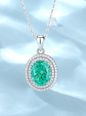 欧美轻奢满钻S925纯银项链女高碳钻8A冰花锆石锁骨链百搭粉色链子