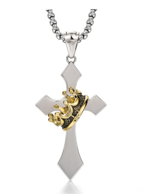 复古泰银十字架项链男士潮流个性