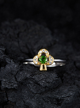 多色彩宝指环s925纯银镶嵌天然粉托帕石透辉石宝石戒指女网红爆款