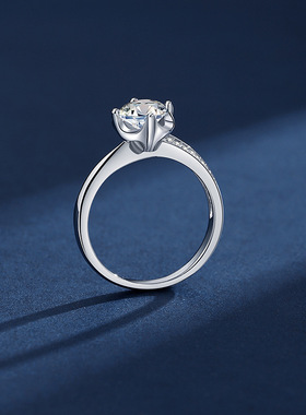 莫桑钻戒指s925纯银镶嵌石原创花头厂家直销1克拉钻开口可调节