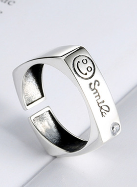 复古泰银韩国东大门女微笑字母