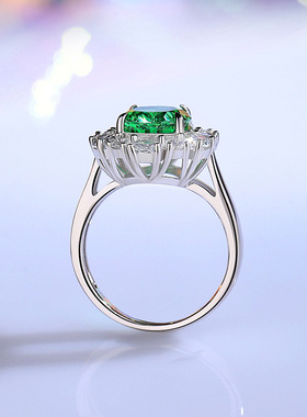 2024新款S925银高碳钻椭圆9*11帕帕拉恰戒指女直播热销欧美跨境