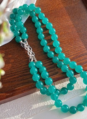 石英石项链优化天河色双层项链多种戴法可拆毛衣链腰链