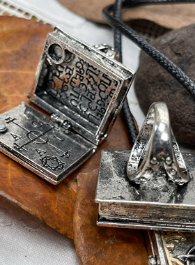 外贸单复古骷髅浮雕朋克哥特做旧中古个性可打开戒指项链满25包邮