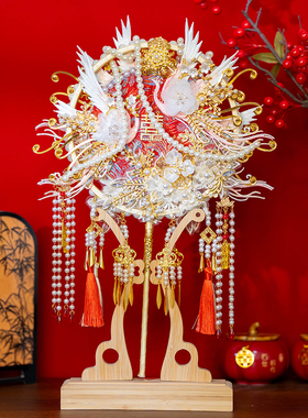 珠联壁合蚕丝扇面结婚礼品