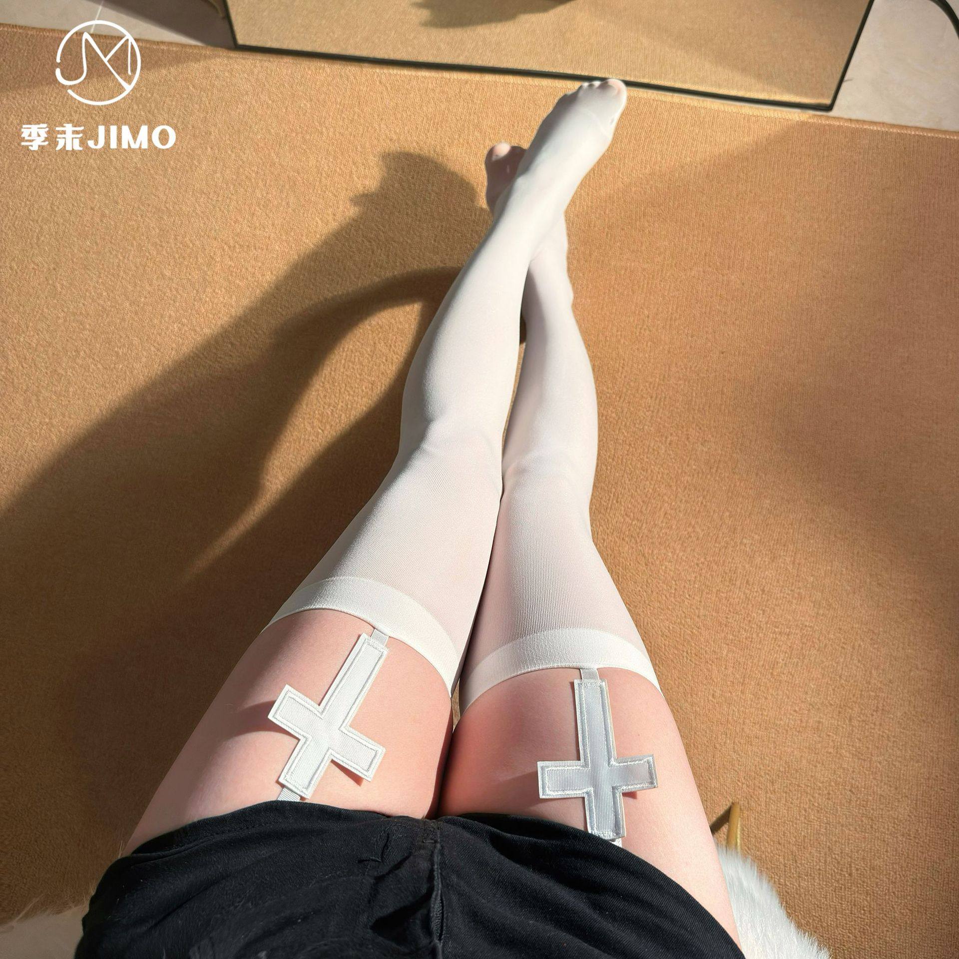 哥特风十字架暗黑系吊带袜薄款朋克性感过膝袜y2K千禧辣妹长筒袜,淘宝优惠券,粉丝福利购,淘宝优惠卷