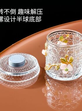 RC天然水晶旋转不倒翁威士忌杯