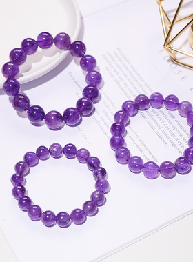 男女款紫水晶民族风单圈佛珠手串