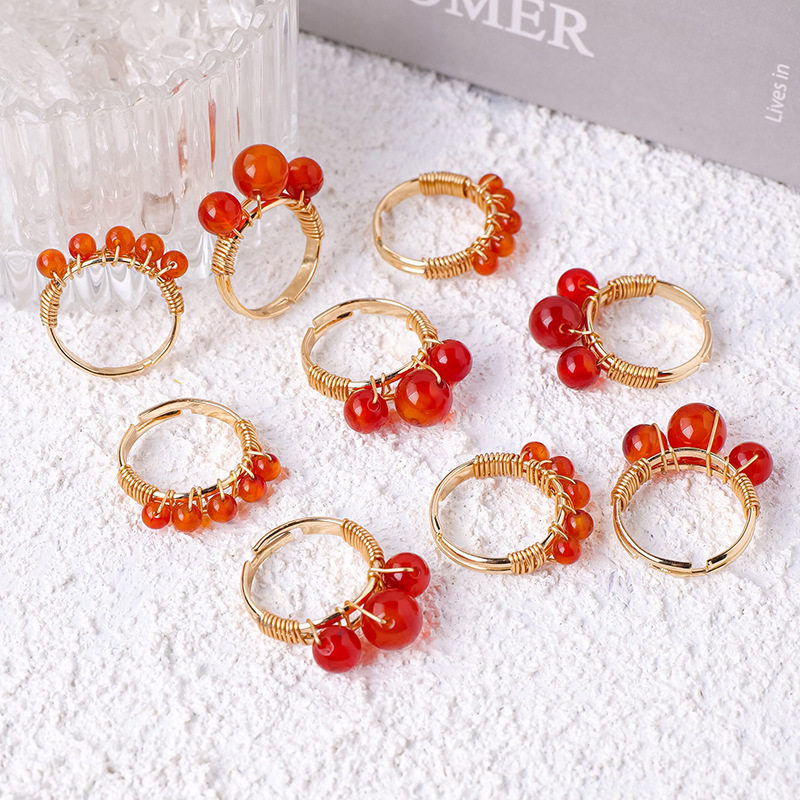 Agate ring niche unique ring women new Chinese style
