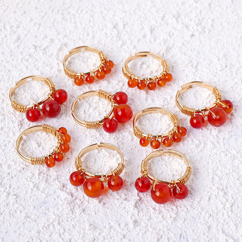 Agate ring niche unique ring women new Chinese style