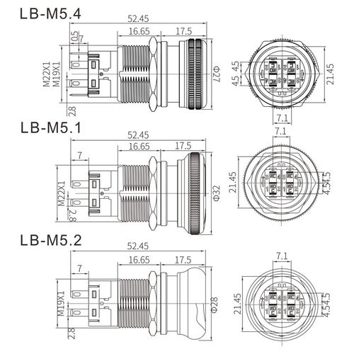 蓝波厂家M5系列金属紧急停止开关按钮急停钮19mm22mm防水带灯24V - 图3