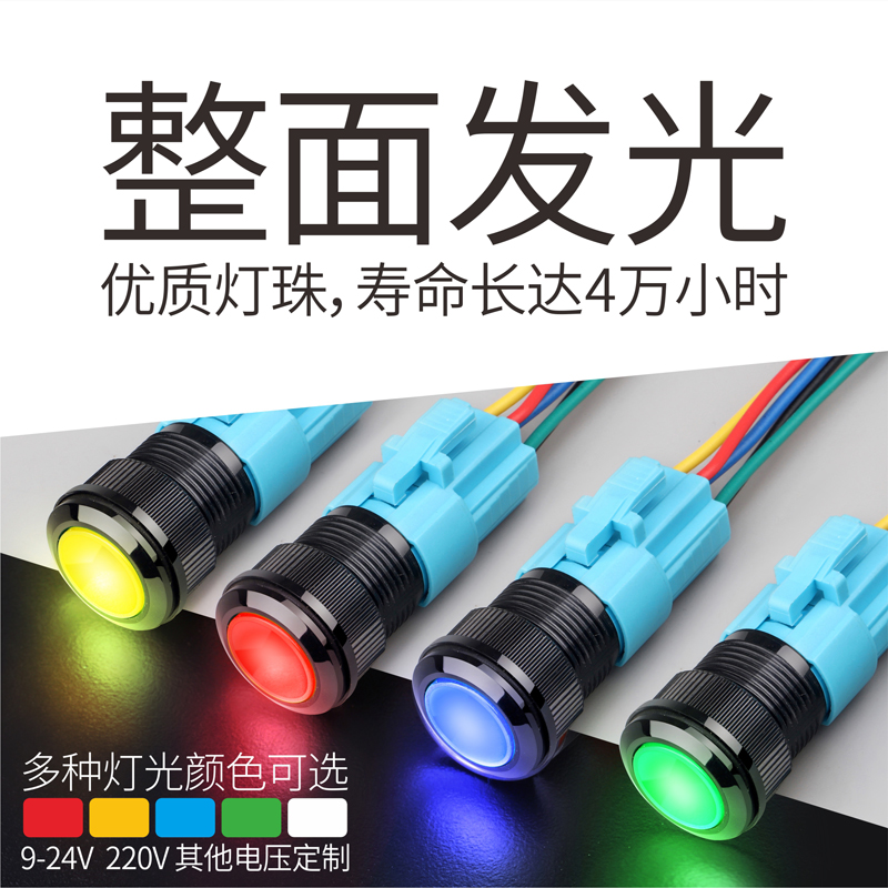 蓝波新品上市16mm塑料按钮开关1NO1NC自复自锁防静电设计带灯24V - 图0