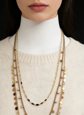 欧美外贸饰品时个性夸张项链女多款项链毛衣链COS金色毛衣链项链