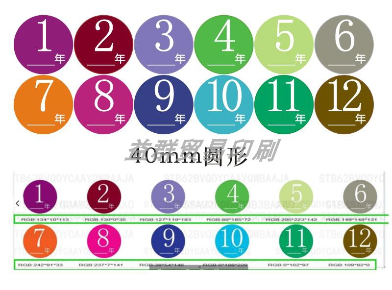 彩色月份季度数字贴纸 1-12月数字分类标签贴40mm圆形月份标签贴-图1