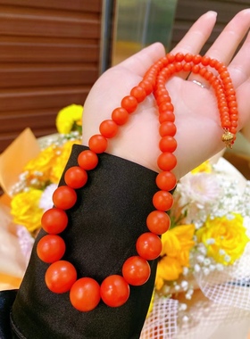 镇店之宝一图一物保山南红项链塔链5-14mm偏长款60cm左右满色满肉