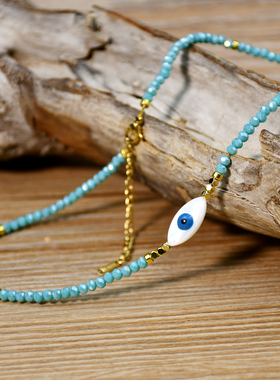 波西米亚风恶魔之眼锁骨链男女