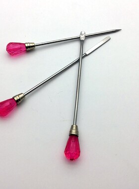 金属滴胶工具玫红戳泡针挖粉勺搅拌棒粉红色金属配件三件套