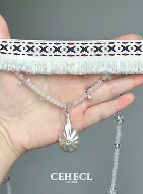 海螺水滴吊坠项链长款叠戴锁骨链