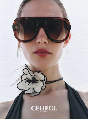 白色布艺花朵项链时尚气质锁骨链