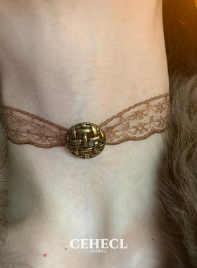 咖色蕾丝中古短款choker颈链百搭