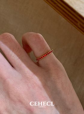 红宝石小排钻戒指女小众设计尾戒