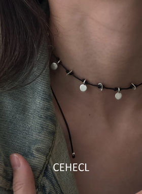 可抽拉手链银亮片黑色手绳编织绳