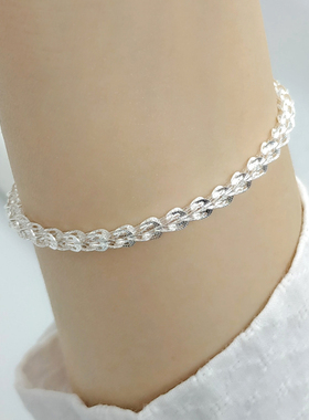 凤尾99纯银手链情侣礼物足银饰品