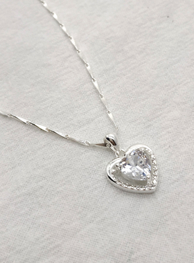 爱心形小众足银锁骨链送女友礼物