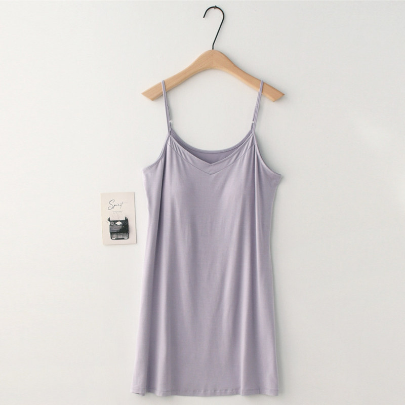 纯色带胸垫吊带睡裙女款夏季莫代尔顺滑弹力家居服睡衣打底内搭,淘宝优惠券,粉丝福利购,淘宝优惠卷