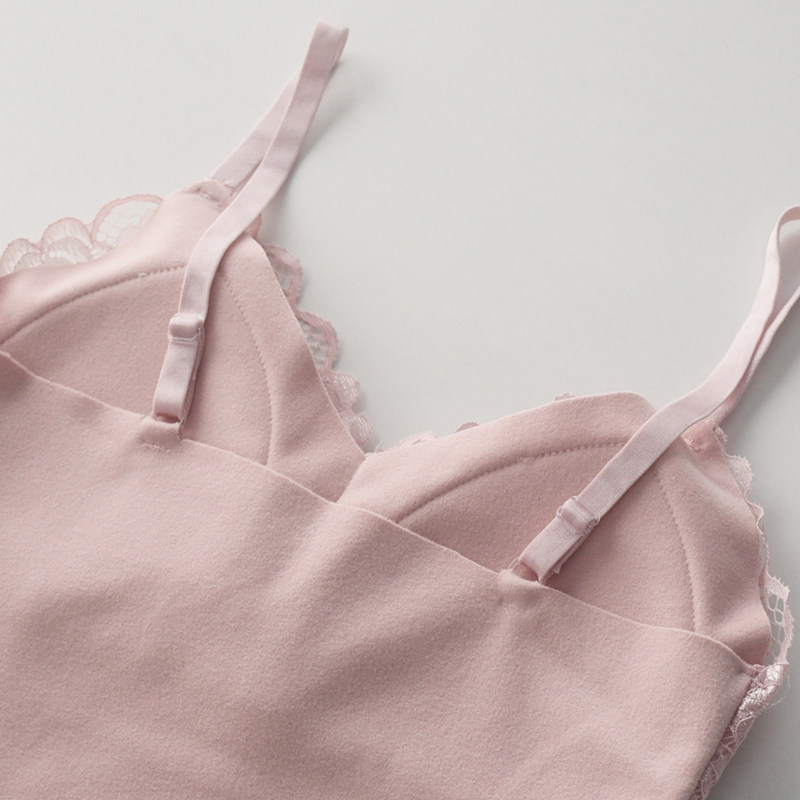 2024性感蕾丝花边吊带女士秋冬季德绒双面保暖加绒无痕带胸垫背心,淘宝优惠券,粉丝福利购,淘宝优惠卷