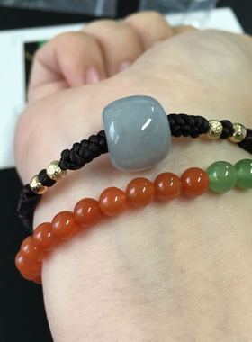 路路通胖滚珠天然翡翠配证书