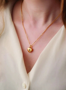 来图定制心形项链可以装东西锁骨链DIY刻字爱心香水盒吊坠小礼物