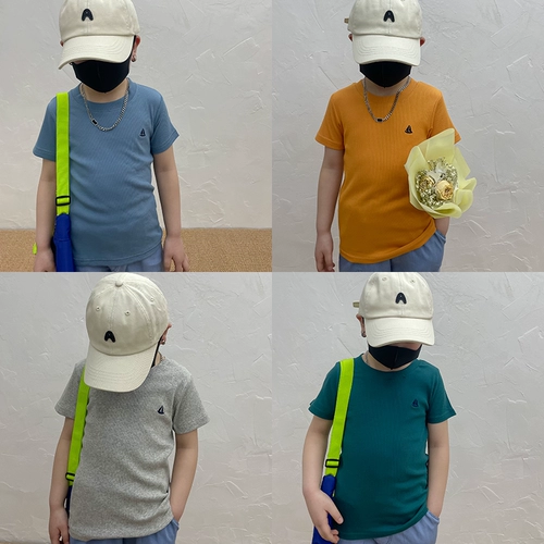 Детская мультяшная летняя хлопковая футболка с коротким рукавом для мальчиков, с вышивкой, круглый воротник, подходит для подростков